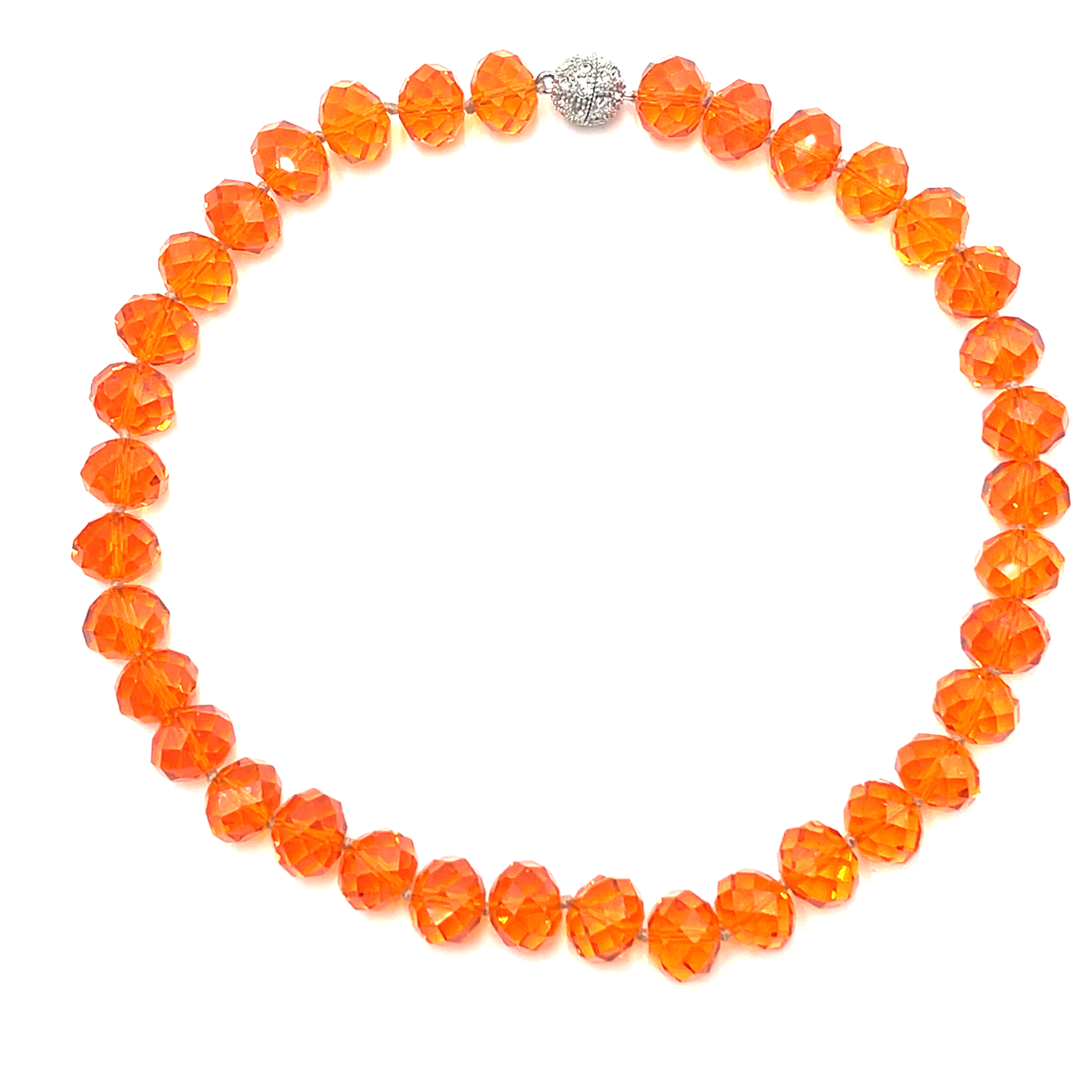 Orange Crystal Rondelle Short Necklace