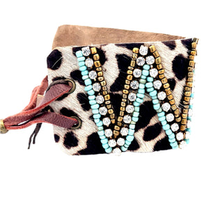 Animal Print Crystal & Gemstone Leather Bracelet - Born To Glam