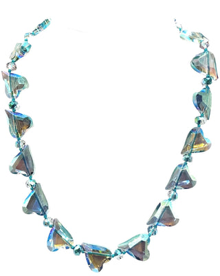 Sea Foam Green Crystal Heart Short Necklace - Born To Glam