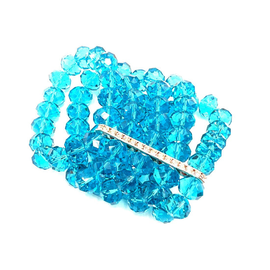 Sky Blue Crystal Rondelle Statement Bracelet