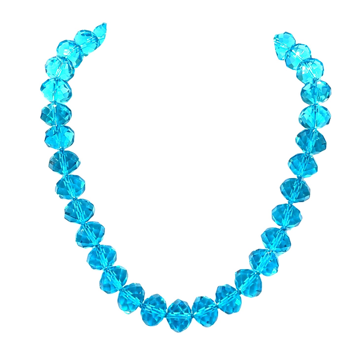 Sky Blue Crystal Rondelle Short Necklace