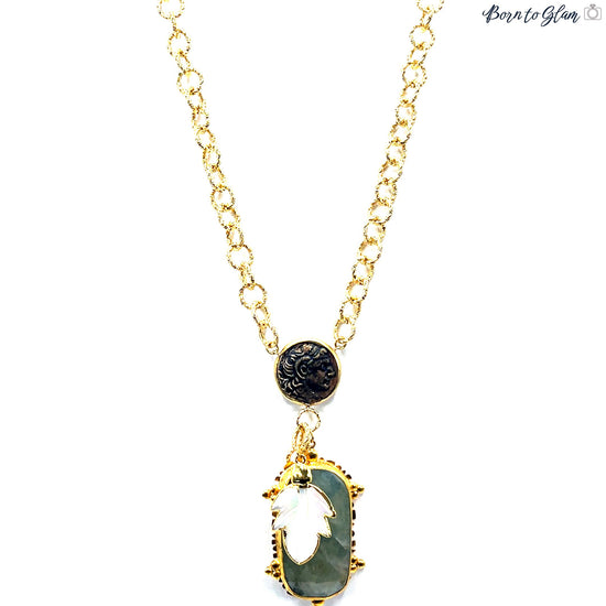 Green Gemstone Gold Plated Pendant Necklace