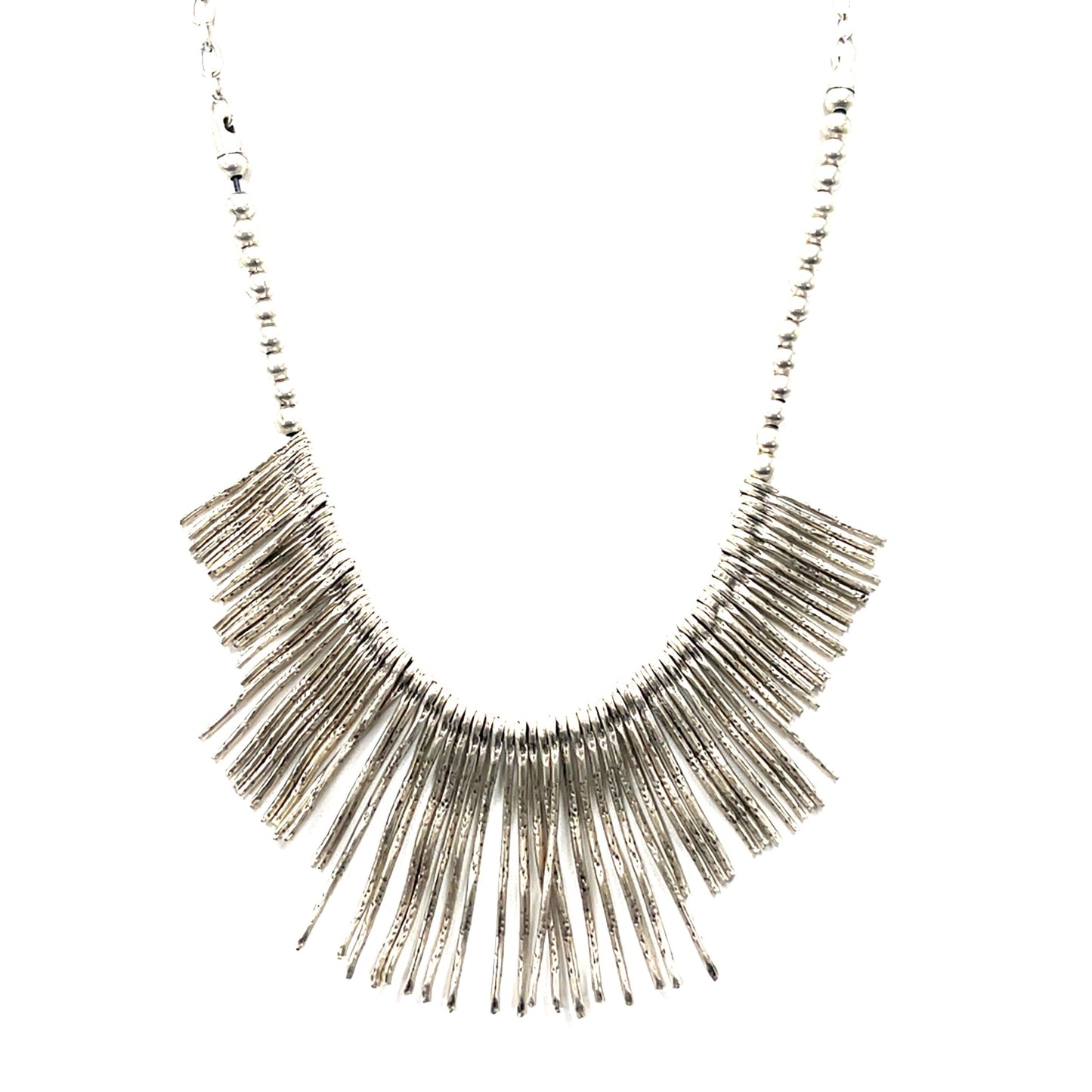 Silver Fringe Statement Necklace