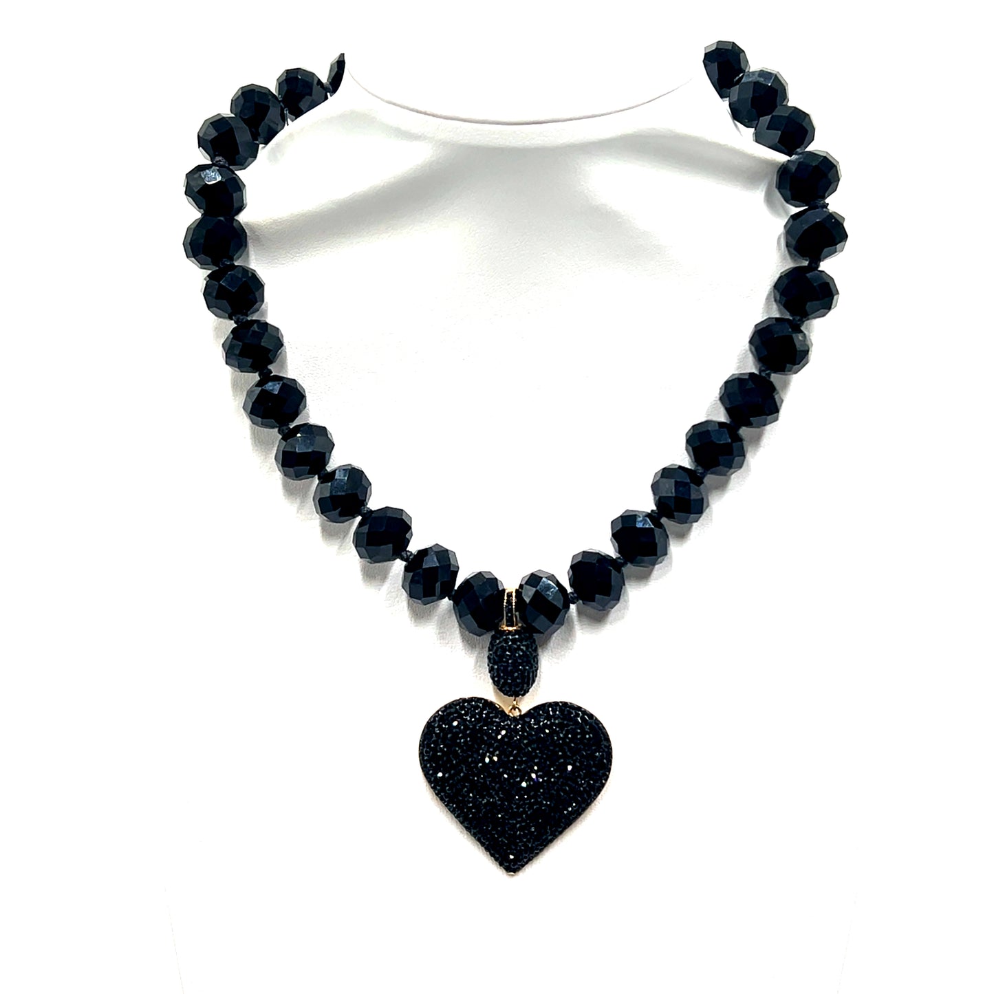 Black Crystal Necklace with Detachable Pendant - Born To Glam