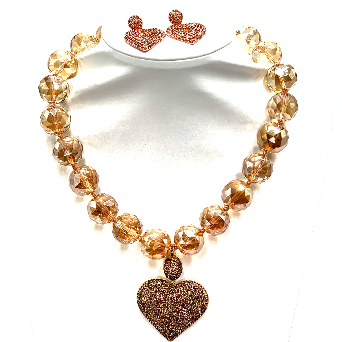 Gold Crystal Heart Detachable Pendant Necklace - Born To Glam