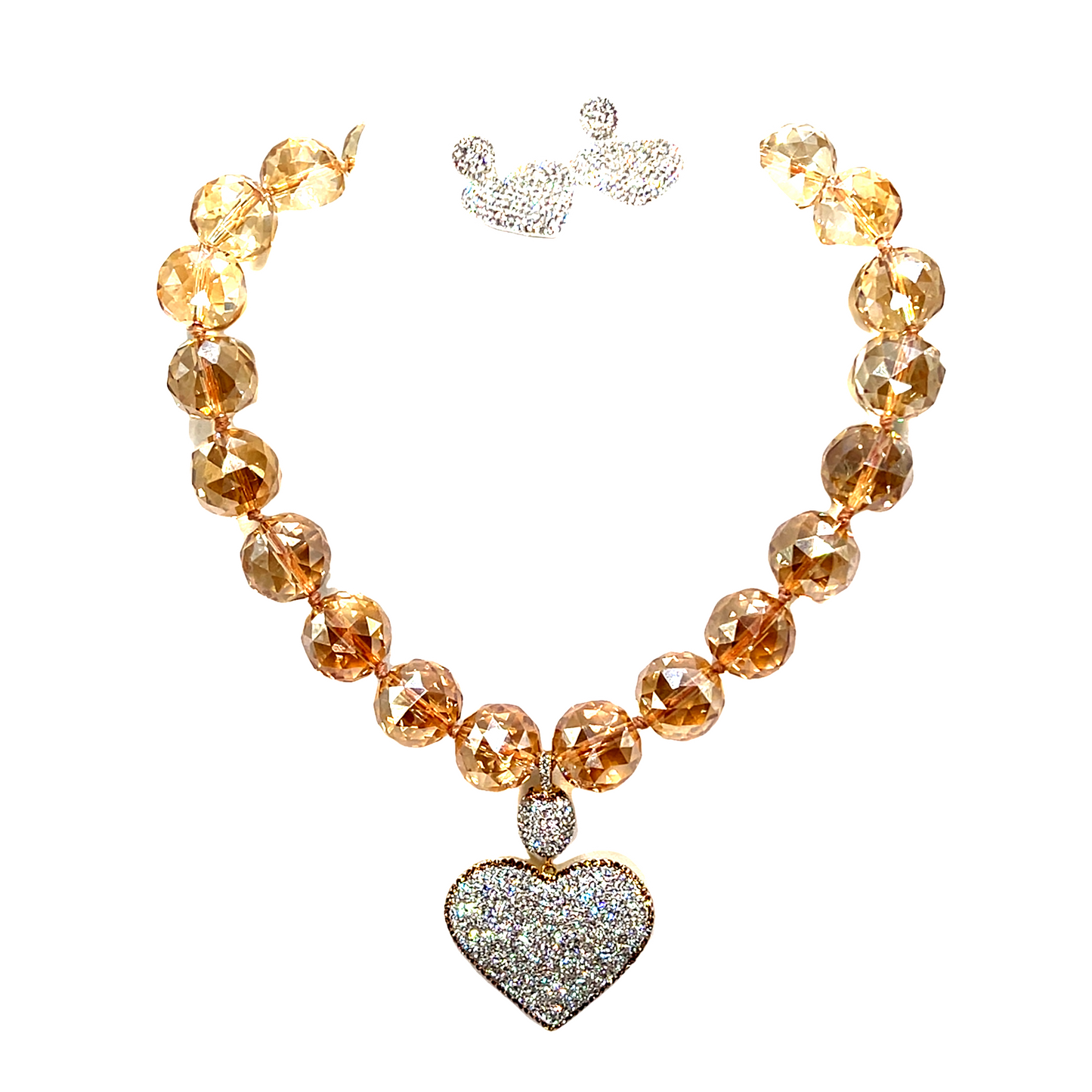 Gold Crystal Heart Detachable Pendant Necklace - Born To Glam