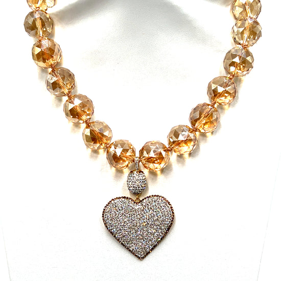 Gold Crystal Heart Detachable Pendant Necklace - Born To Glam