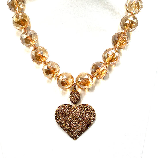 Gold Crystal Heart Detachable Pendant Necklace - Born To Glam