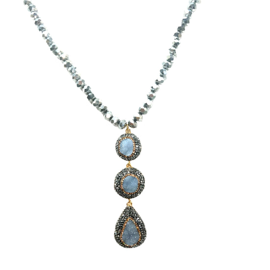 Crystal Beaded Gemstone Necklace - Born To Glam Born To Glam