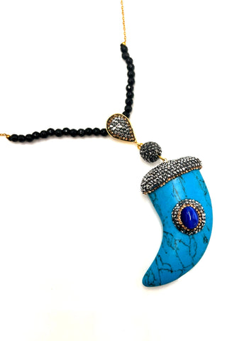 Horn Pendant Gemstone Necklace - Born To Glam