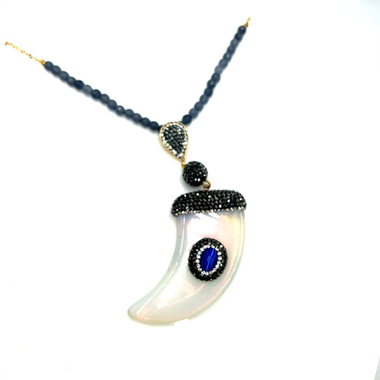 Horn Pendant Gemstone Necklace - Born To Glam Born To Glam