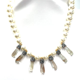 Cultured Pearl Crystal Necklace - Born To Glam