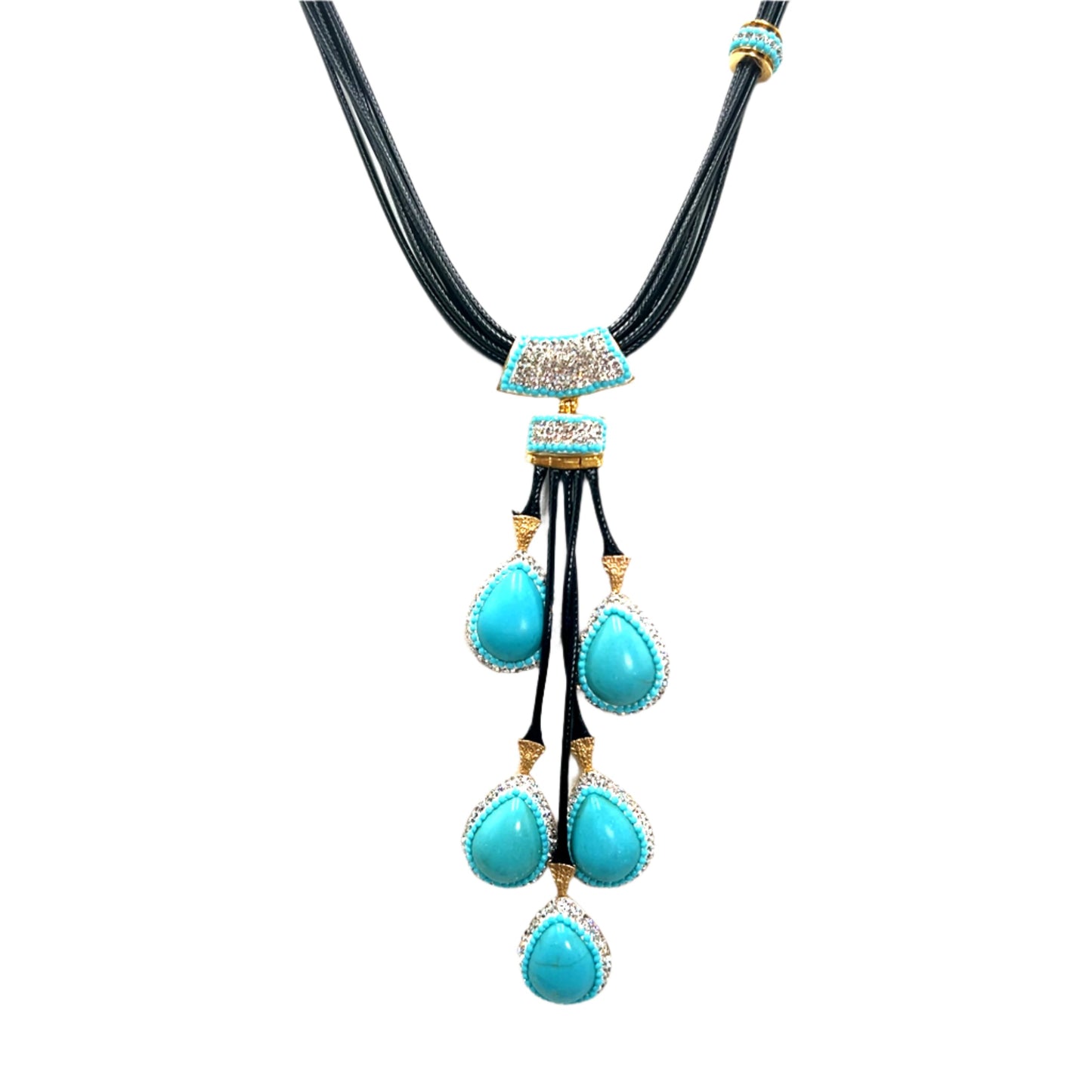 Leather Gemstone Statement Necklace - Born To Glam Born To Glam