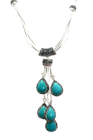 Leather Gemstone Statement Necklace - Born To Glam