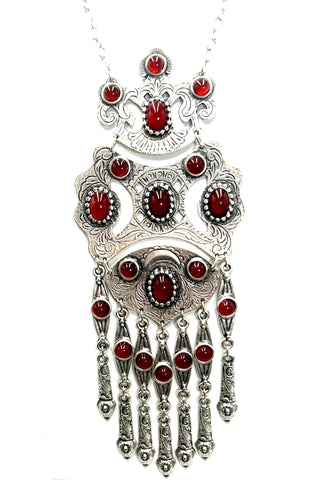 Brass Ruby Gemstone Statement Necklace - Born To Glam