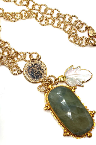Green Gemstone Gold Plated Pendant Necklace - Born To Glam
