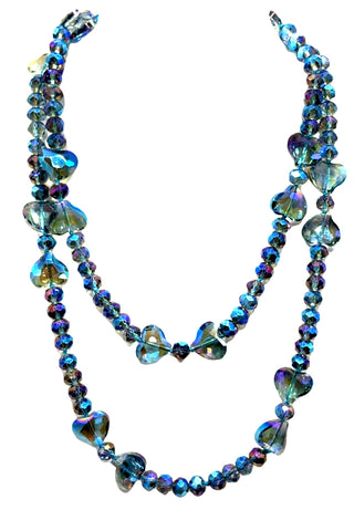 Crystal Hearts Long Necklace - Born To Glam
