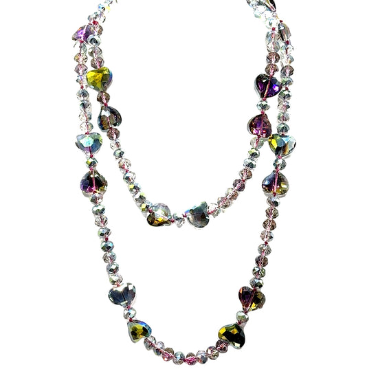 Crystal Hearts Long Necklace - Born To Glam Born To Glam