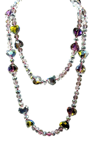 Crystal Hearts Long Necklace - Born To Glam