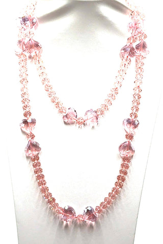 Crystal Hearts Long Necklace - Born To Glam