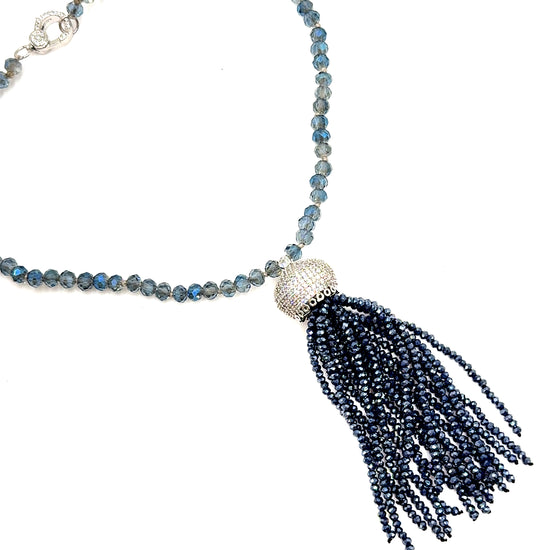 Ocean Blue Tassel Necklace Born To Glam