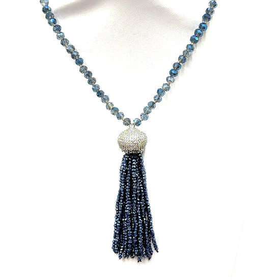 Ocean Blue Tassel Necklace Born To Glam