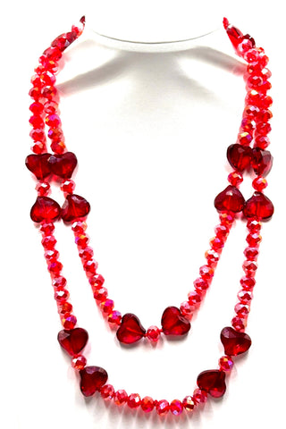 Crystal Hearts Long Necklace - Born To Glam