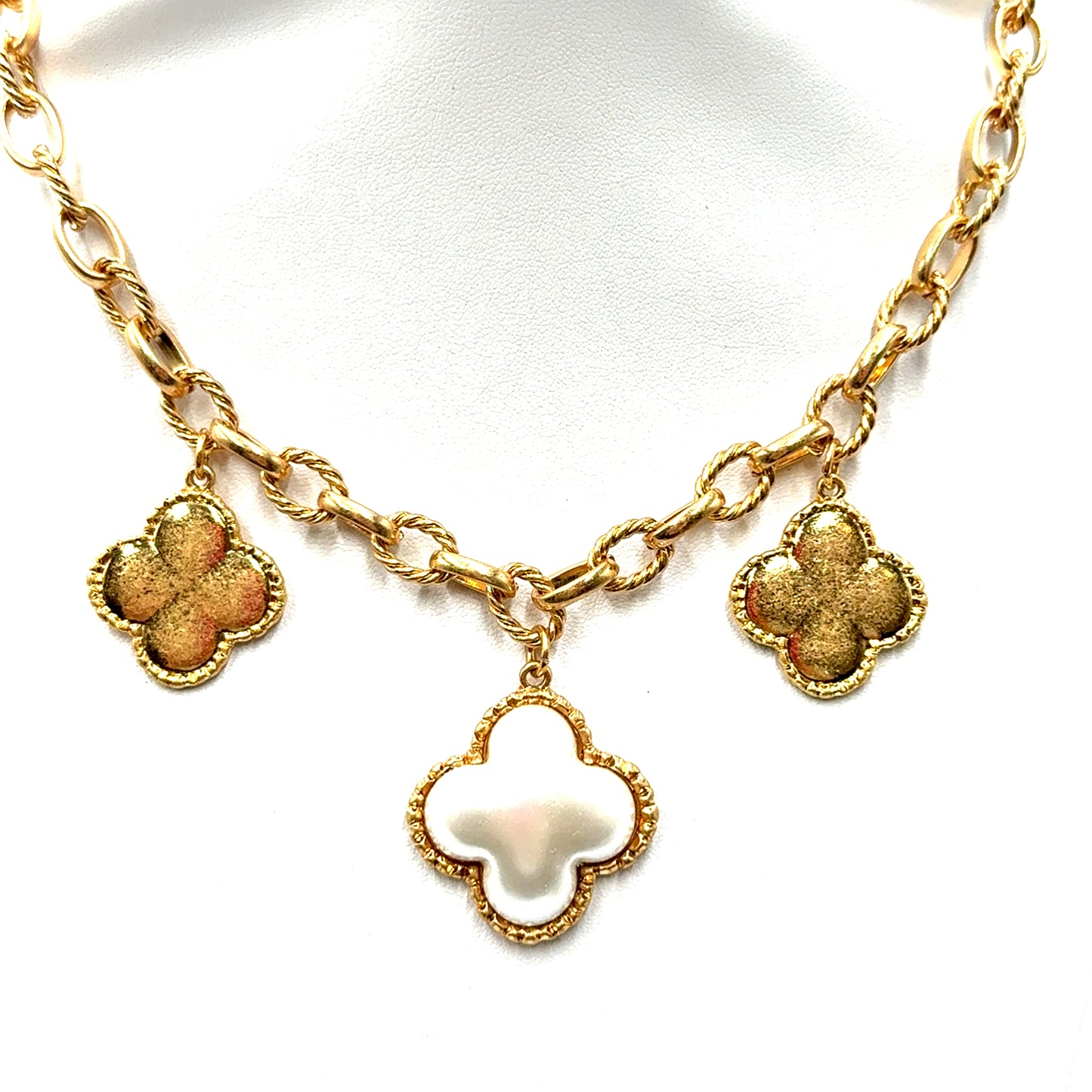 Clover Pearl Charm Necklace - Born To Glam Born To Glam