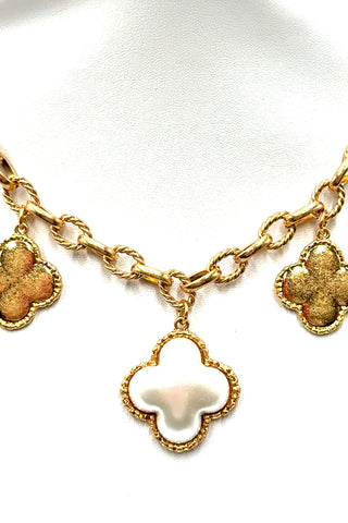 Clover Pearl Charm Necklace - Born To Glam
