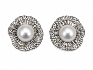 Silver Statement Pearl Embellished Earrings