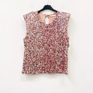 Style the Pink Sequin Padded Shoulder One Size Tank exclusively at Born To Glam