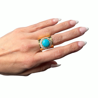 Gemstone & Crystal Adjustable Cuff Ring - Born To Glam
