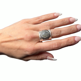 Gemstone & Crystal Adjustable Cuff Ring - Born To Glam