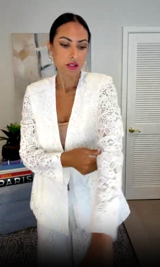 White Lace Sleeve Blazer Set