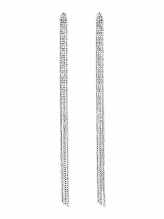 Silver Crystal Fringe Statement Earrings