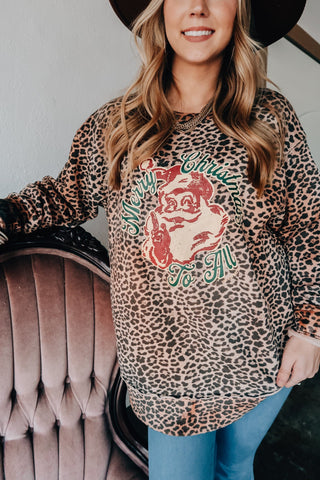 Vintage Santa Leopard Scoop Sweatshirt - Born To Glam
