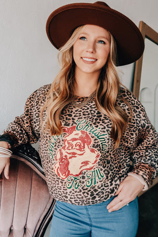 Vintage Santa Leopard Scoop Sweatshirt - Born To Glam