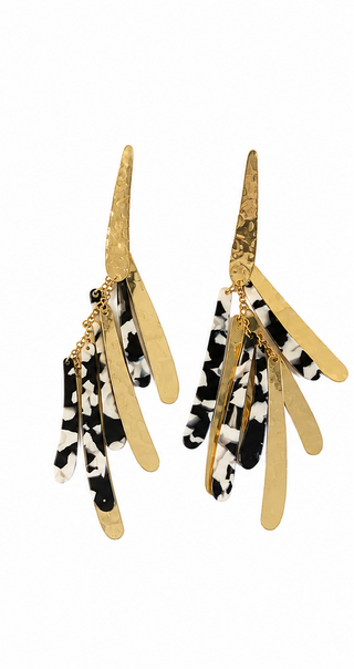 Gold and Tortoiseshell Statement Drop Earrings