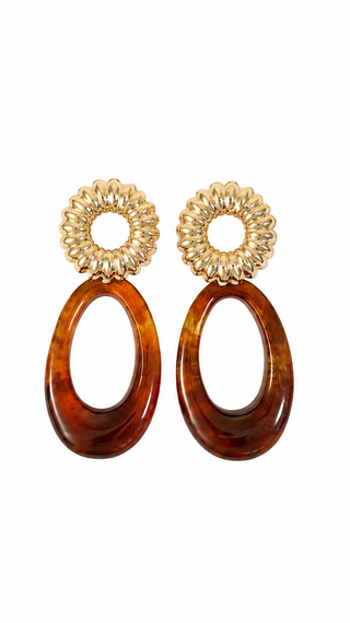 Gold Textured Statement Drop Earrings
