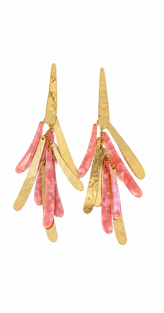 Pink and Gold Statement Drop Earrings