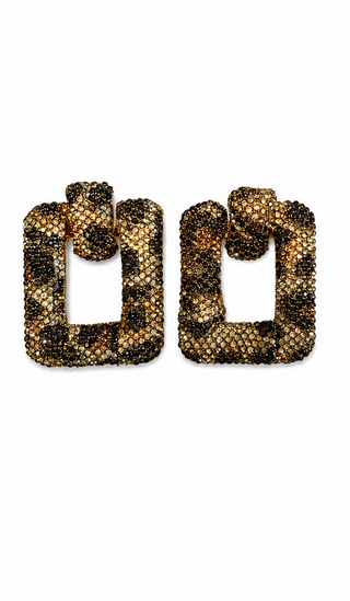 Gold Leopard Statement Embellished Earrings