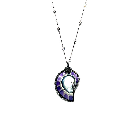 Purple Seashell Sterling Silver Necklace