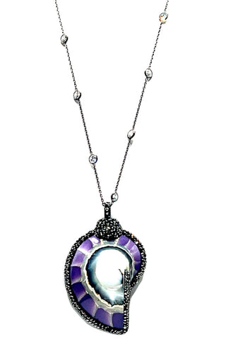 Seashell Pendant 925 Sterling Silver Long Necklace - Born To Glam