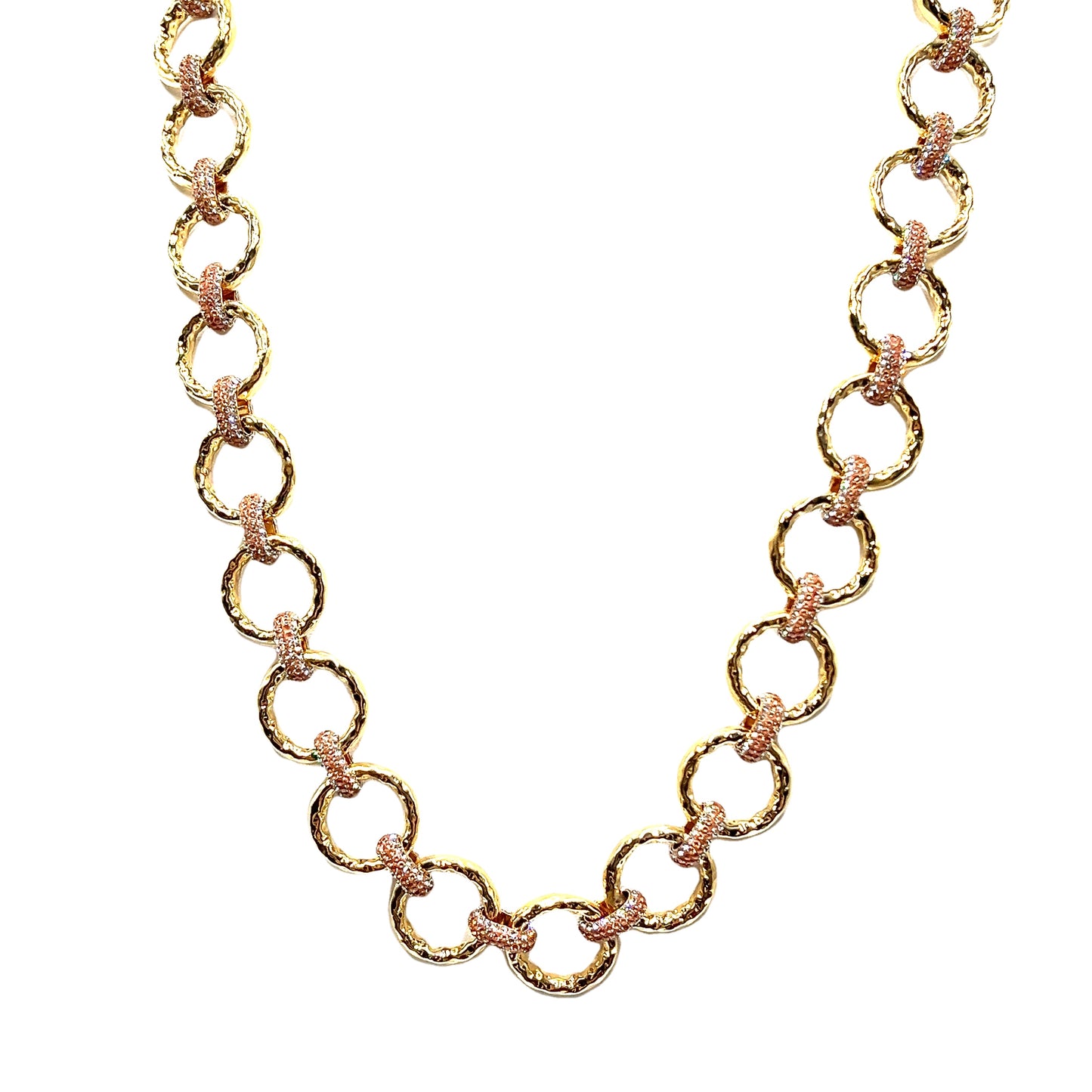 Gold Crystal Chain Link Necklace