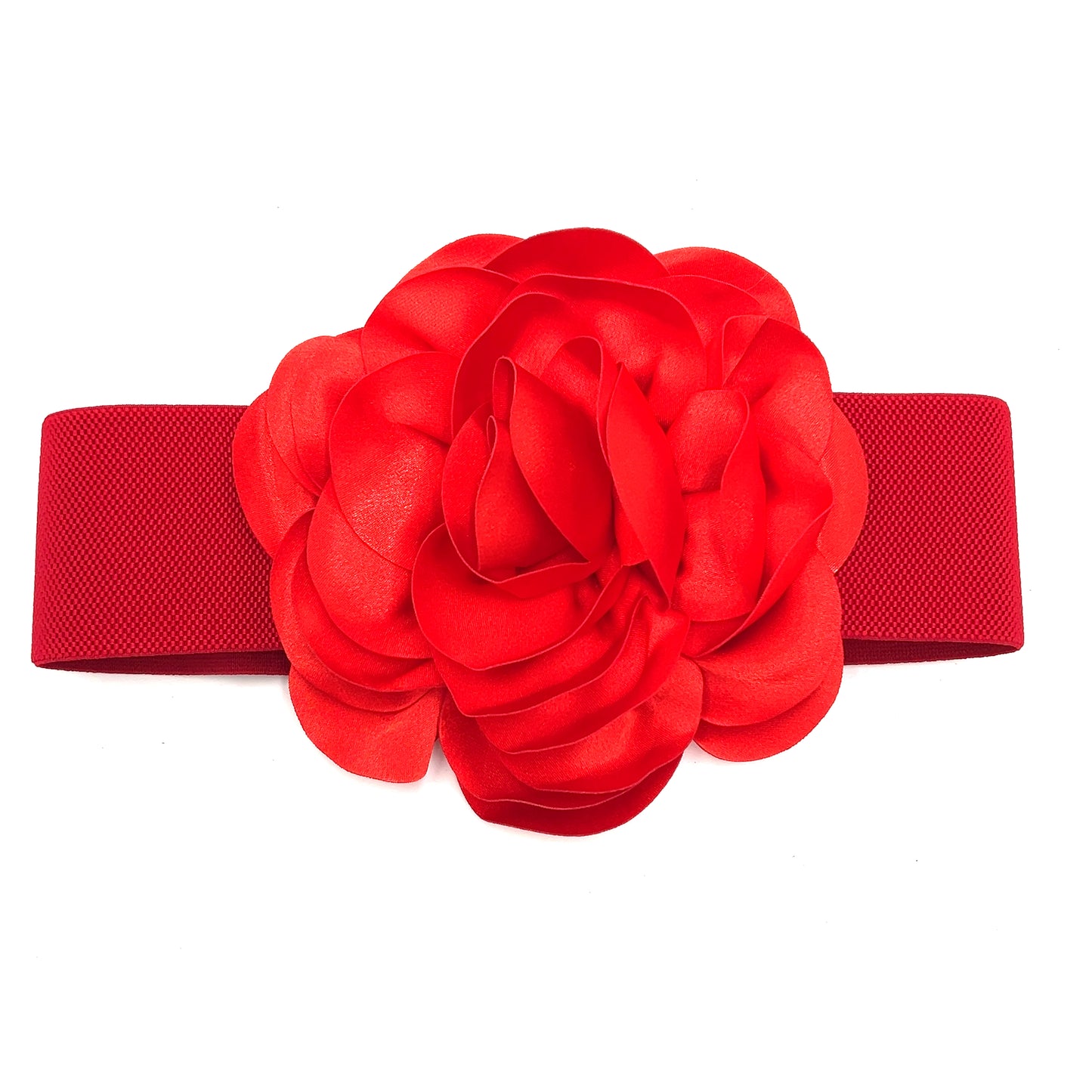 Red Flower Elastic Waist Belt - Born To Glam