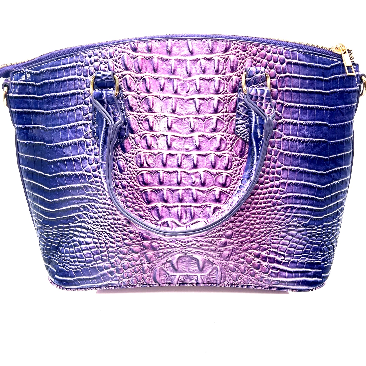 Purple Vegan Leather Crocodile Print Handbag