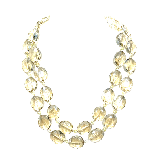 Light Champagne Crystal Oval Long Necklace