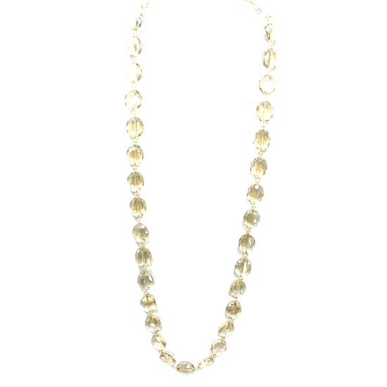 Light Champagne Crystal Oval Long Necklace