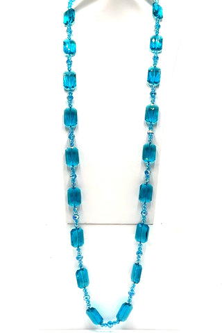 Rectangle Crystal Long Necklace