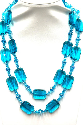 Rectangle Crystal Long Necklace